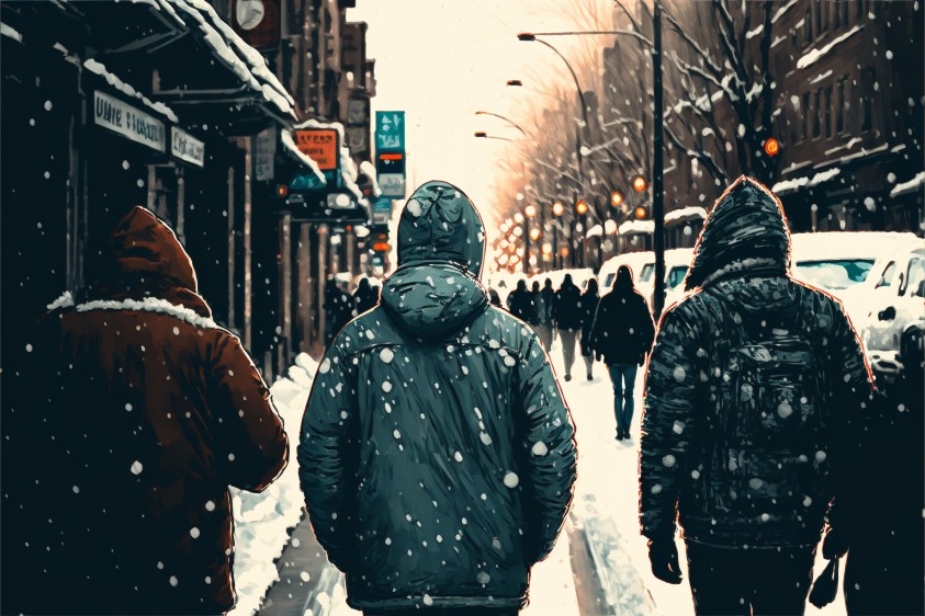 people_bundled_up_in_warm_clothing_walking_on_a_cold